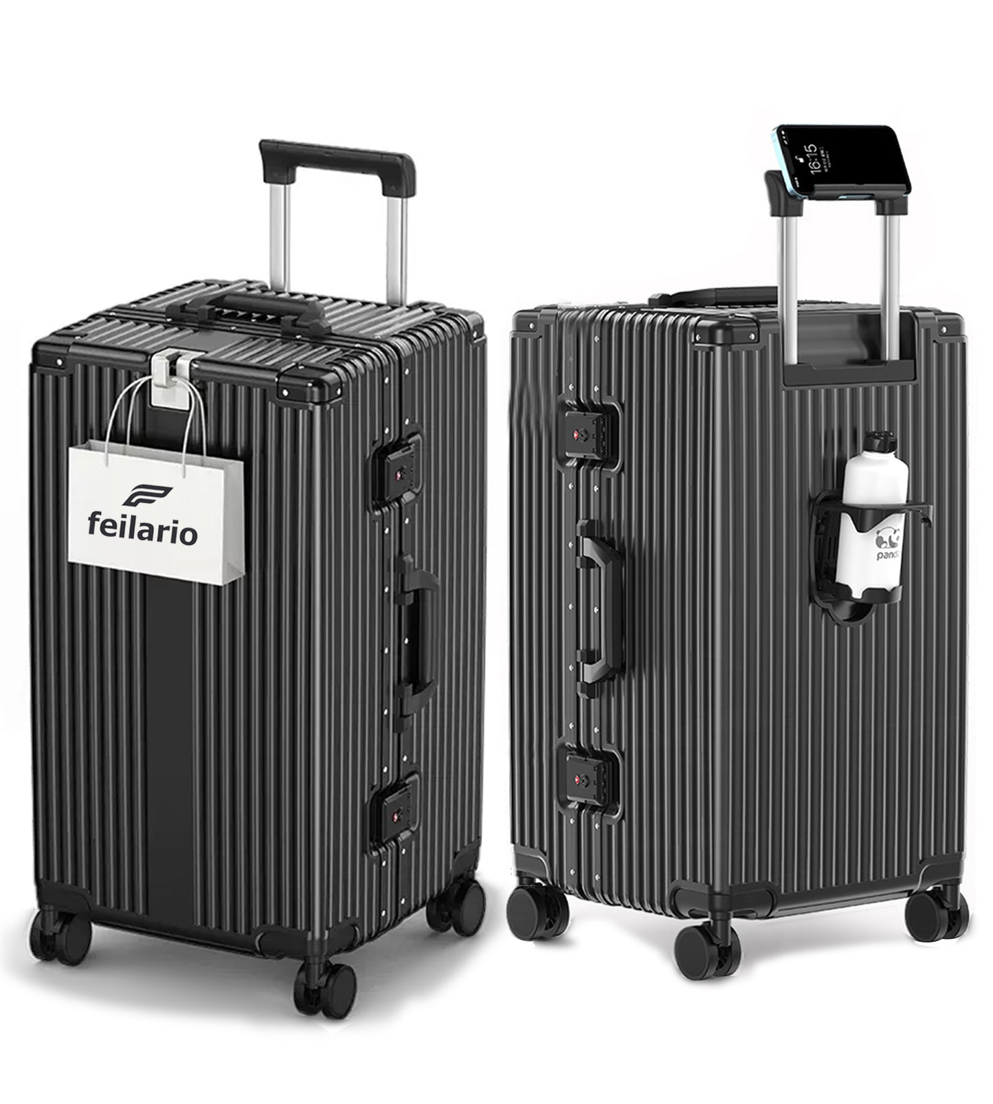 Super Large Aluminum Spinner Luggage Cup-Holder