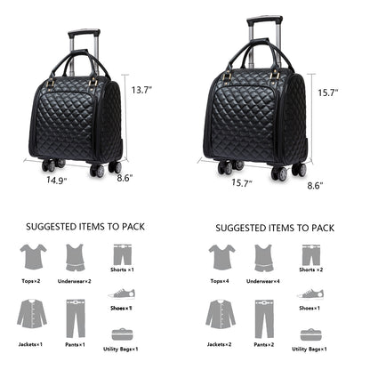 feilario 16in/18in Leather Softside Underseat Carry on Suitcases Expandable Spinner Wheels Travel Luggage