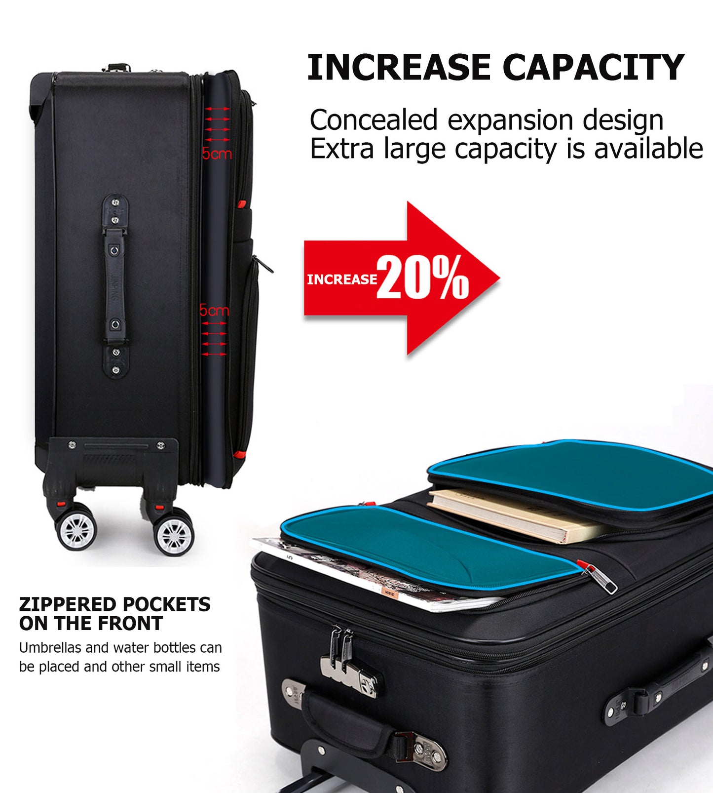feilario 20in/24in 2 Piece Softside Business Luggage Set Waterproof Carry On Luggage Suitcase with Double Spinner Wheels